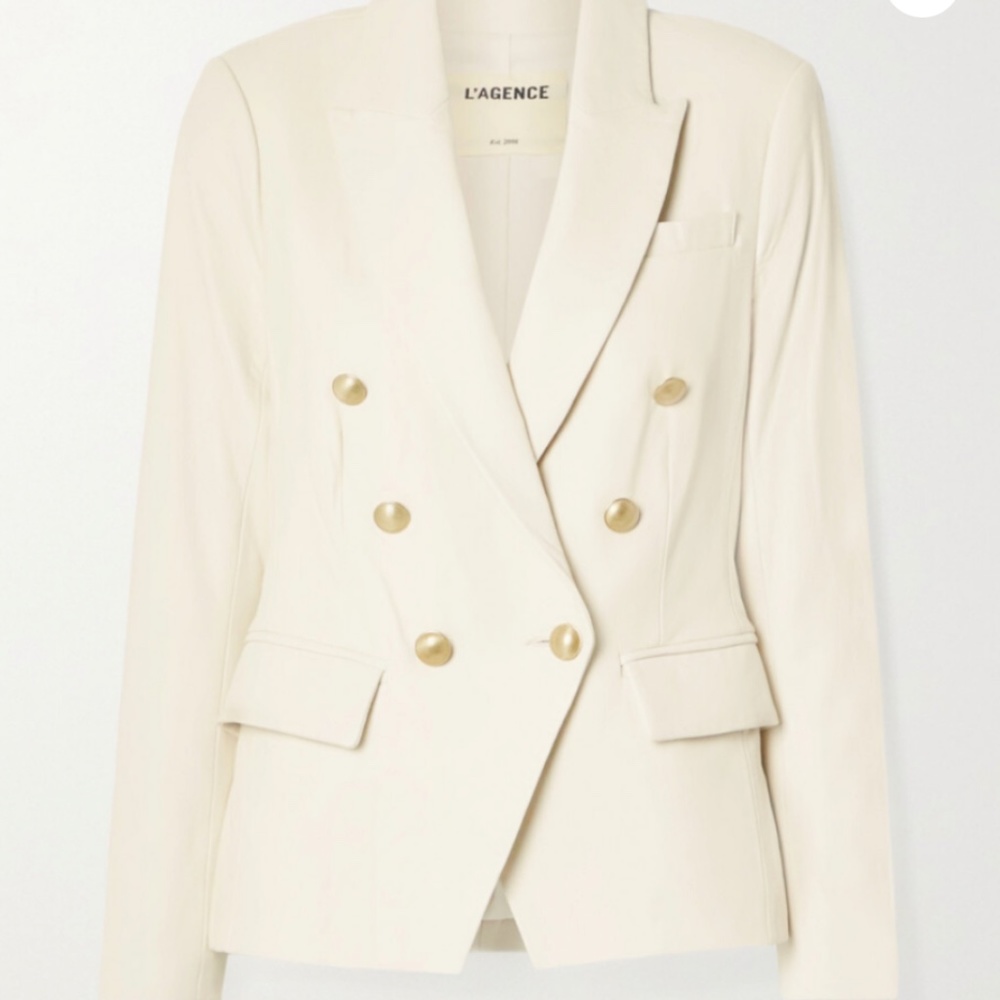 L’agence Kenzie Leather Blazer – Ivory size 2
